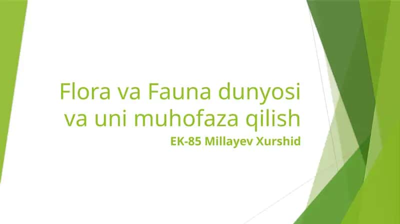 Flora va Fauna dunyosi va uni muhofaza qilish