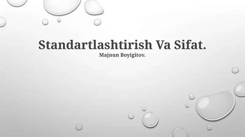 Standartlashtirish Va Sifat