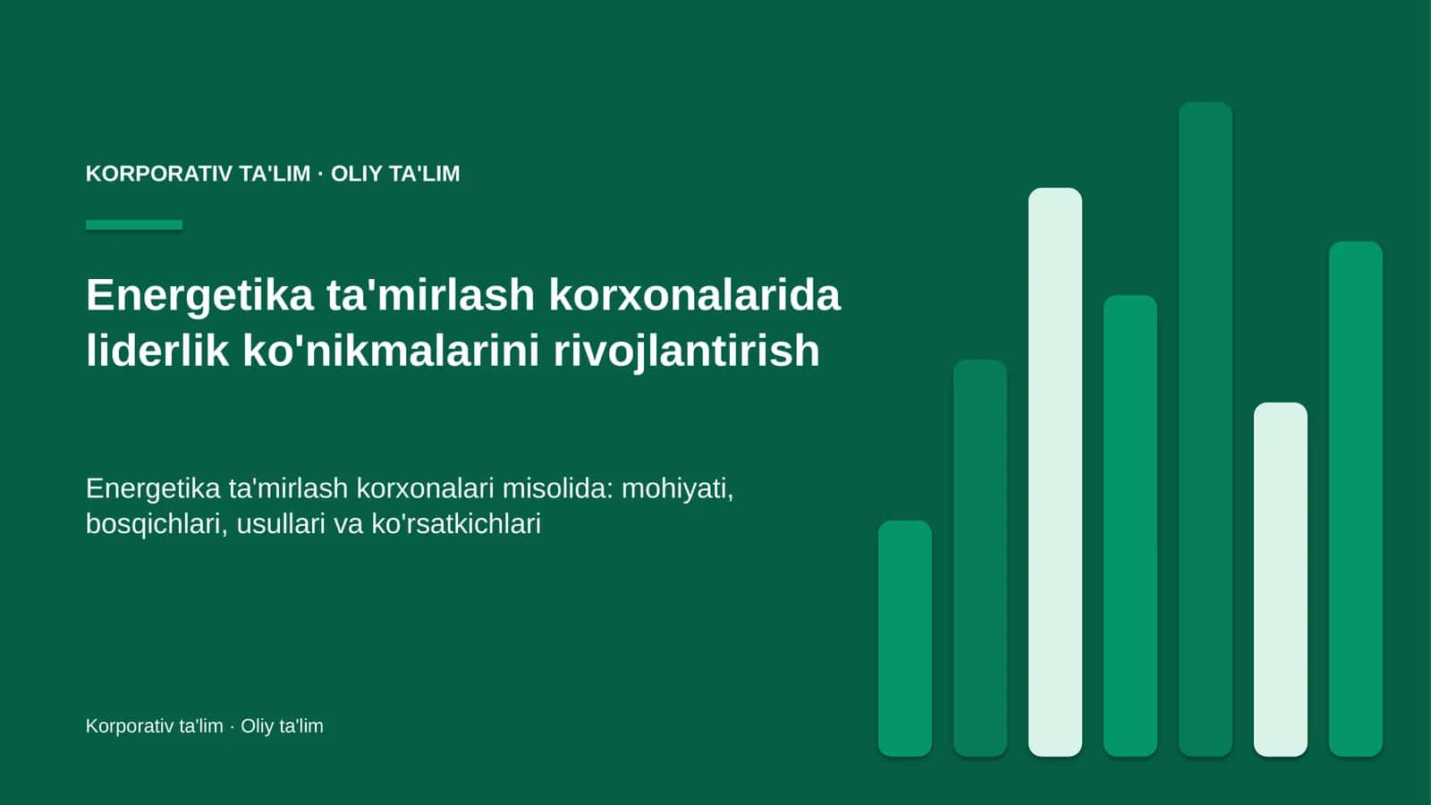Energetika ta'mirlash korxonalarida liderlik ko'nikmalarini rivojlantirish