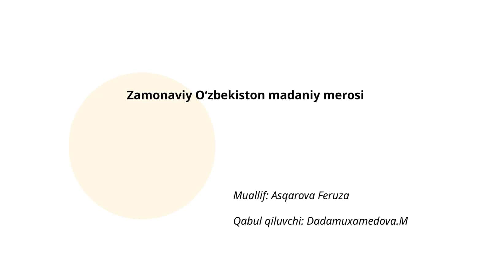 Zamonaviy OΚ»zbekiston madaniy merosi