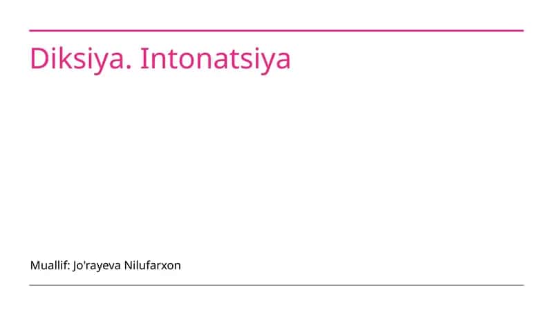 Diksiya. Intonatsiya
