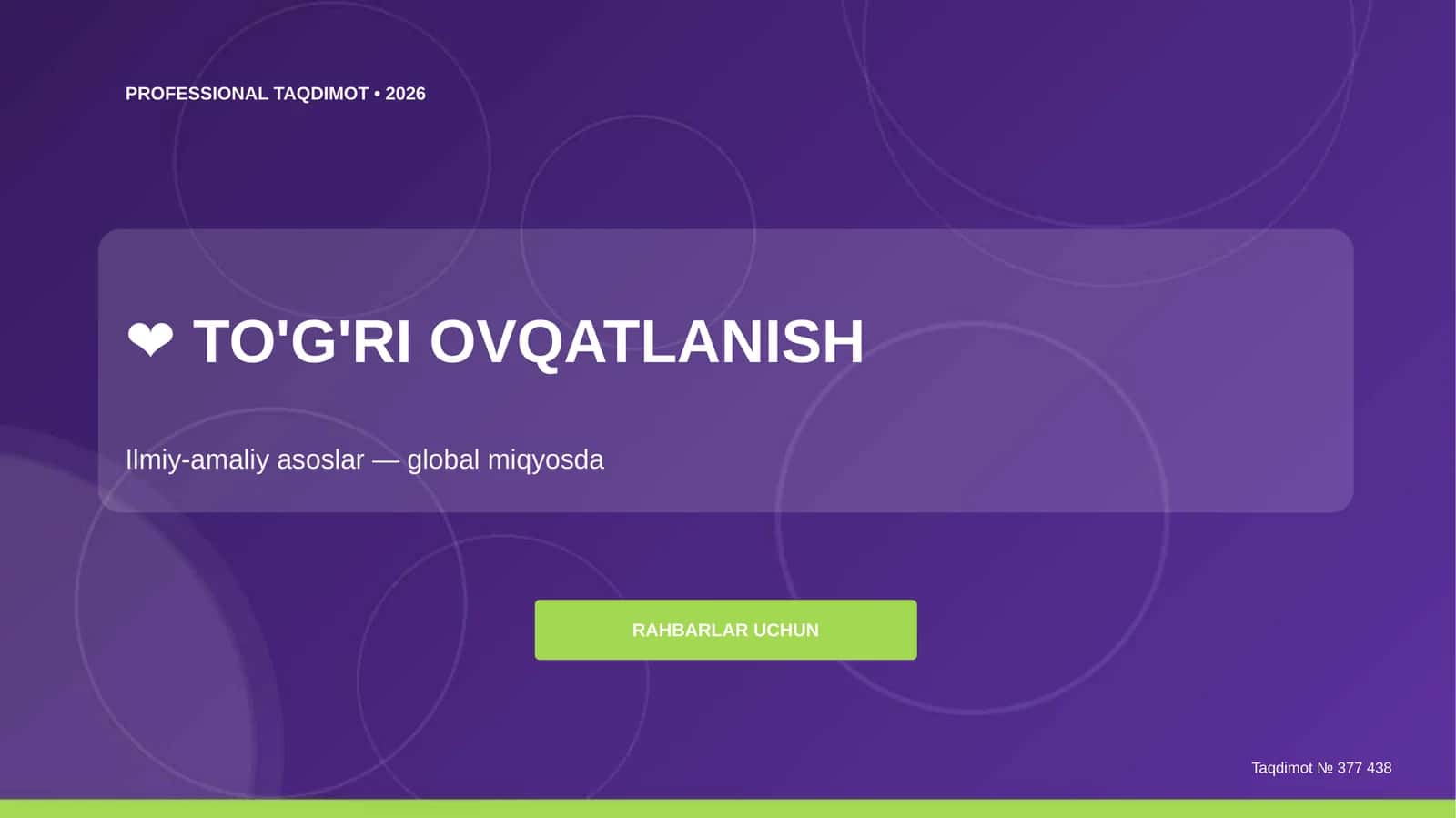 TO'G'RI OVQATLANISH