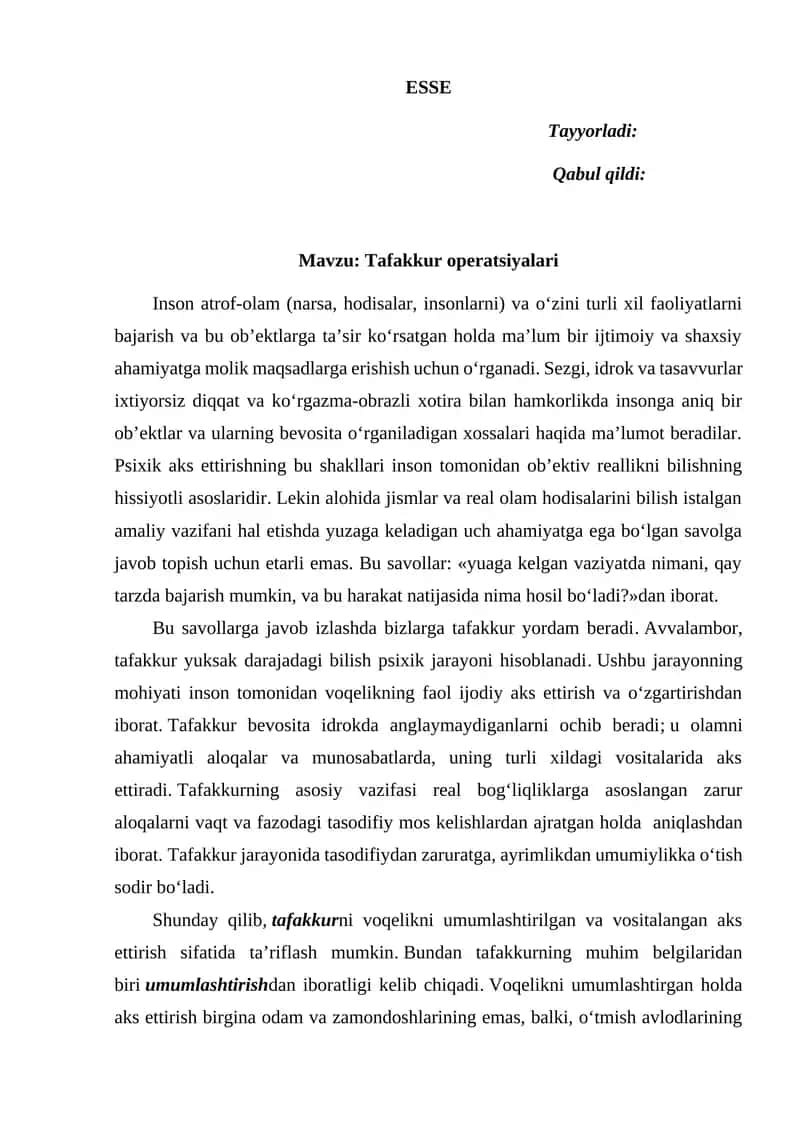 ESSE tafakkur operatsiyalari 1