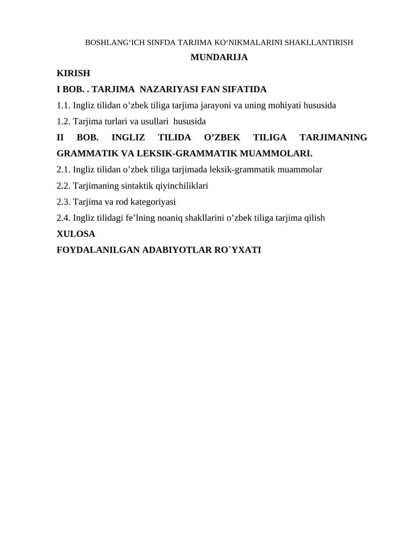 TARJIMA KO‘NIKMALARINI SHAKLLANTIRISH