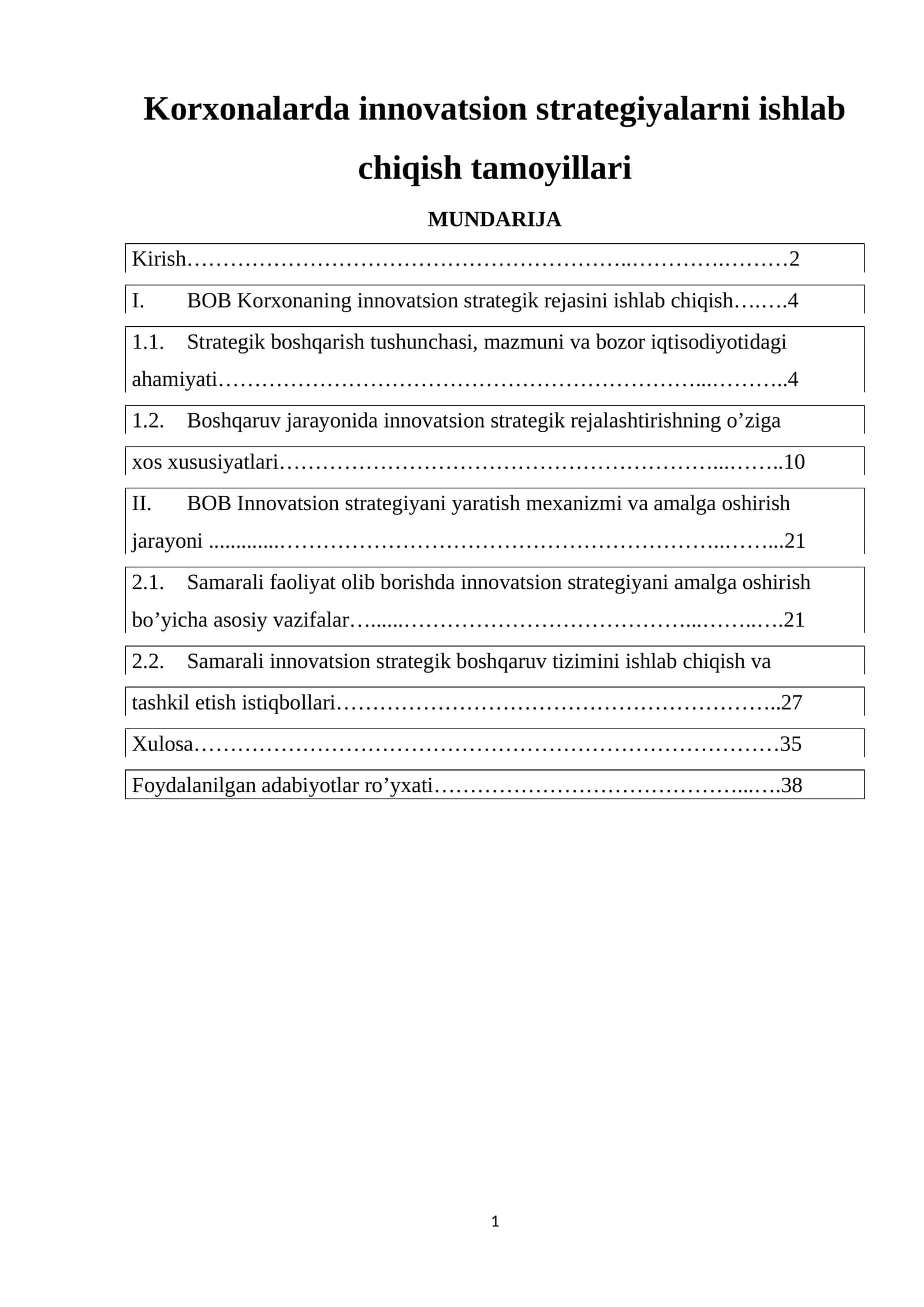 Korxonalarda innovatsion strategiyalarni ishlab chiqish tamoyillari