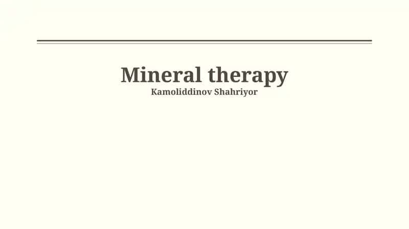 Mineral therapy