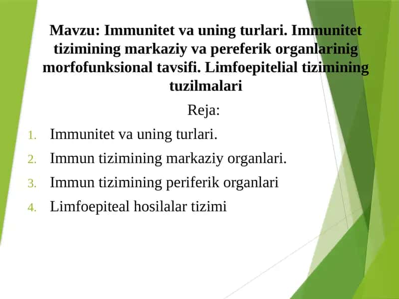 Immunitet va uning turlari