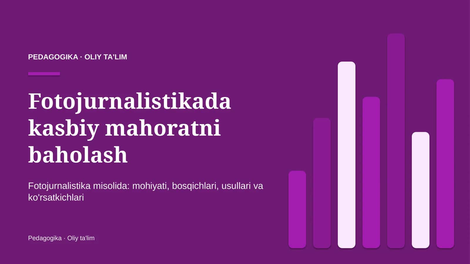 Fotojurnalistikada kasbiy mahoratni baholash