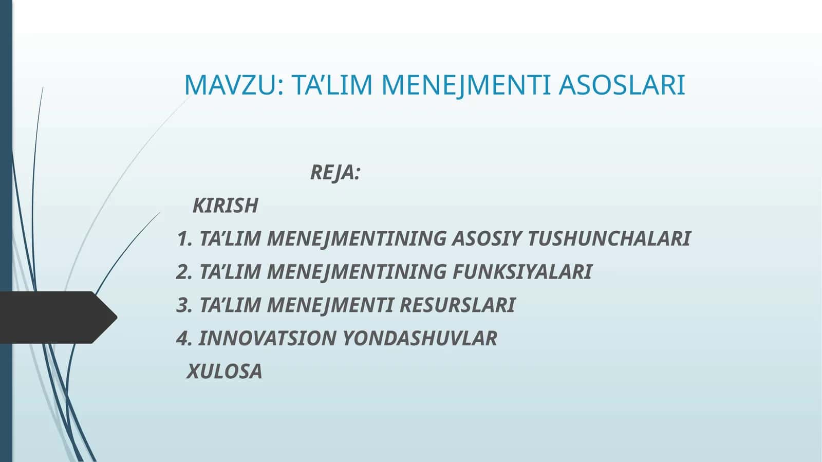 TA’LIM MENEJMENTI ASOSLARI