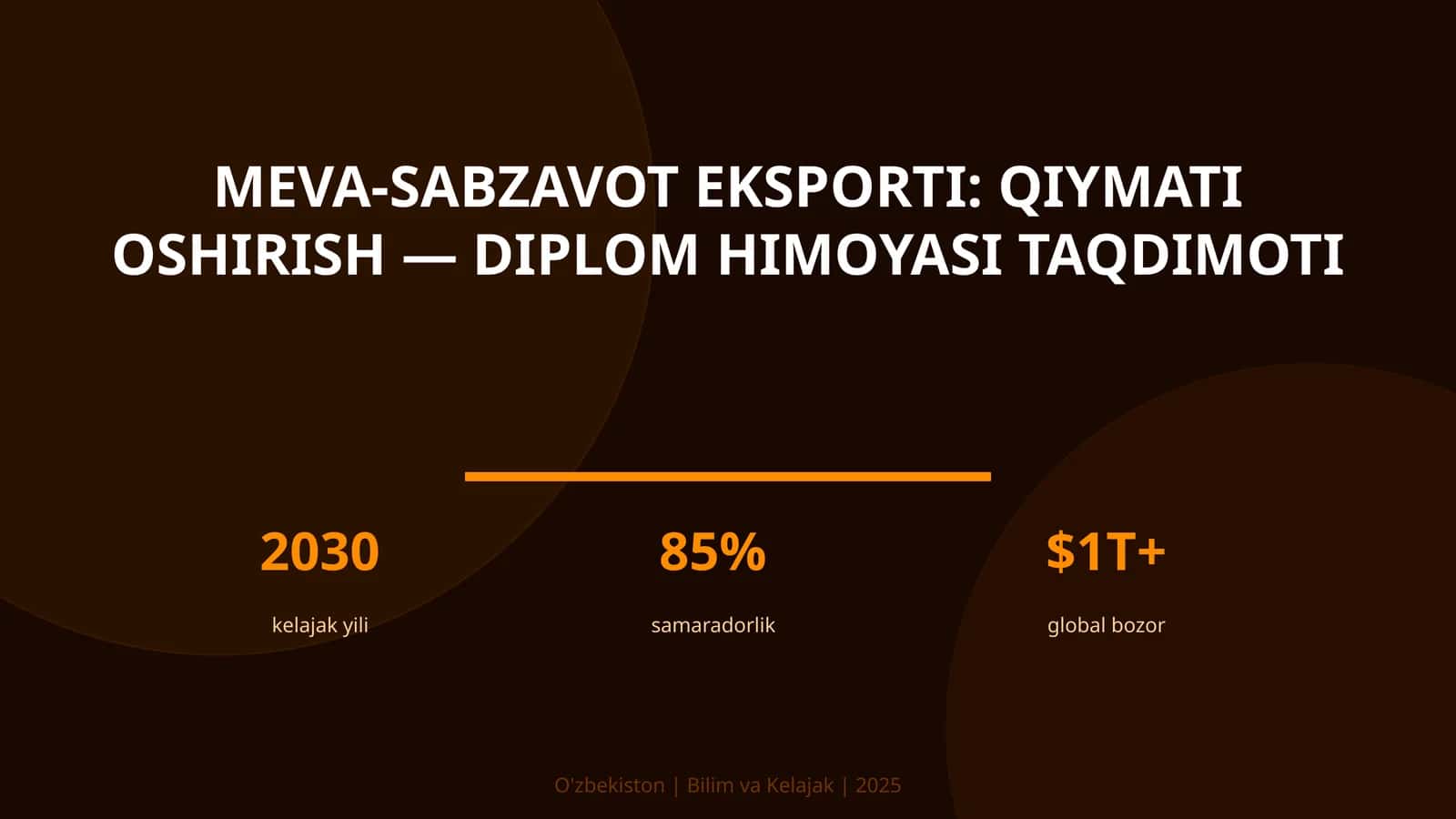 Meva-sabzavot eksporti: qiymati oshirish — diplom himoyasi taqdimoti