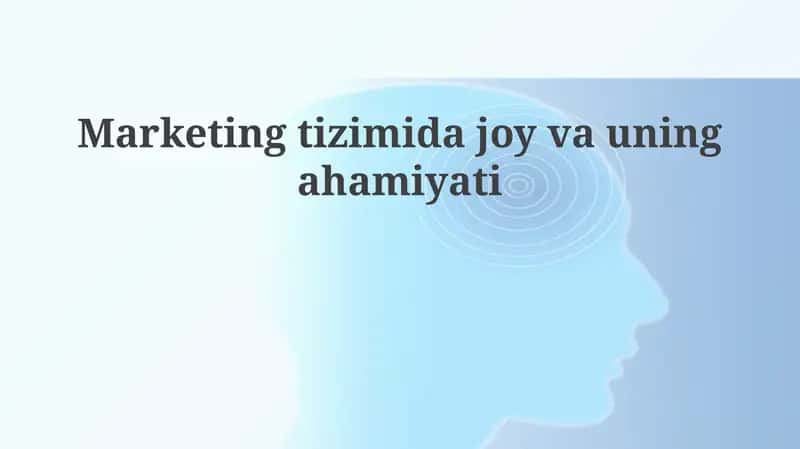 Joyning marketing tizimidagi o'rni va ahamiyati