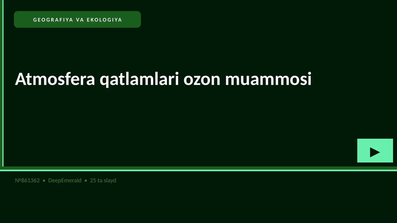 Atmosfera qatlamlari ozon muammosi