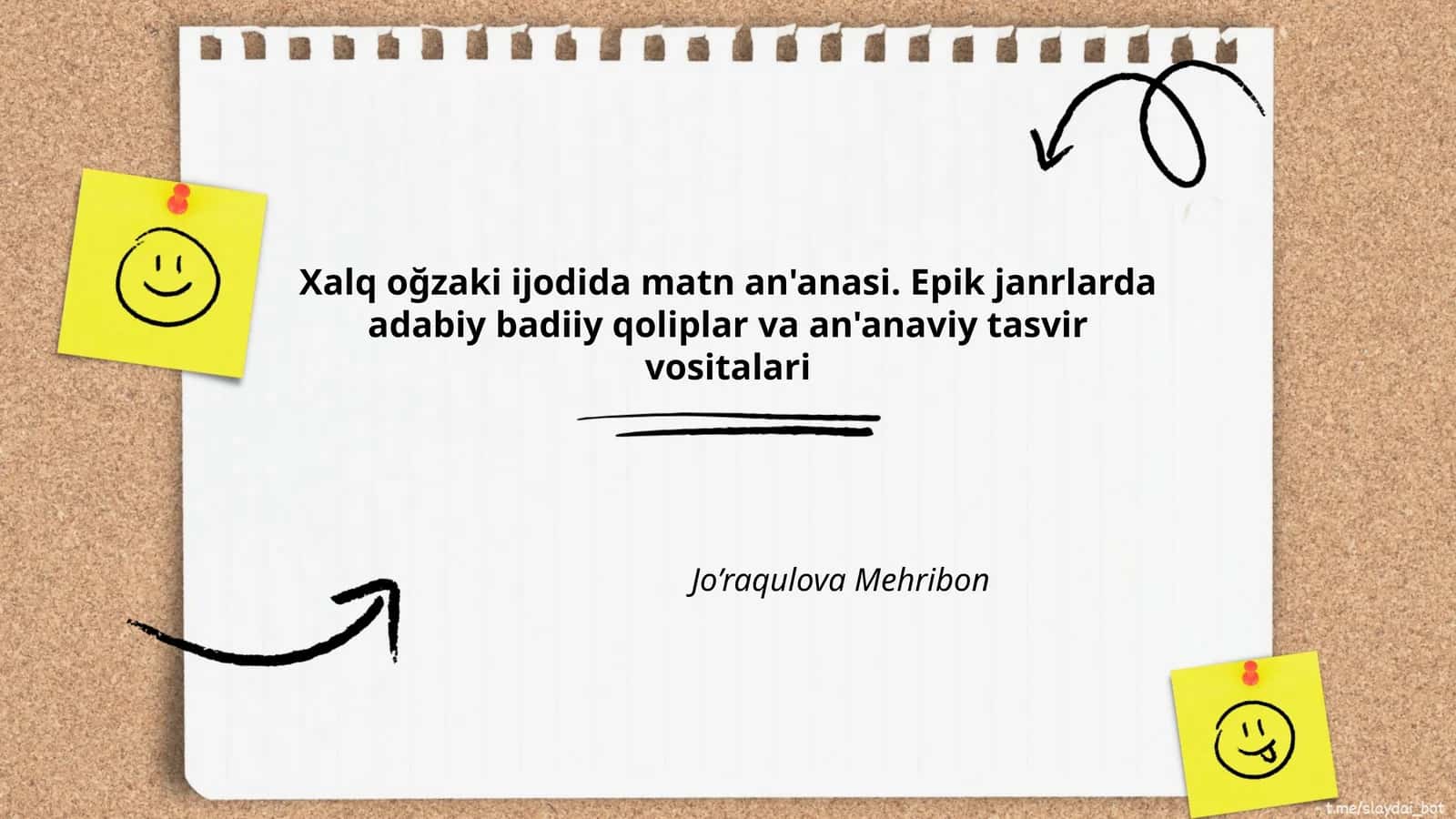 Xalq oğzaki ijodida matn an'anasi. Epik janrlarda adabiy badiiy qoliplar va an'anaviy tasvir vositalari