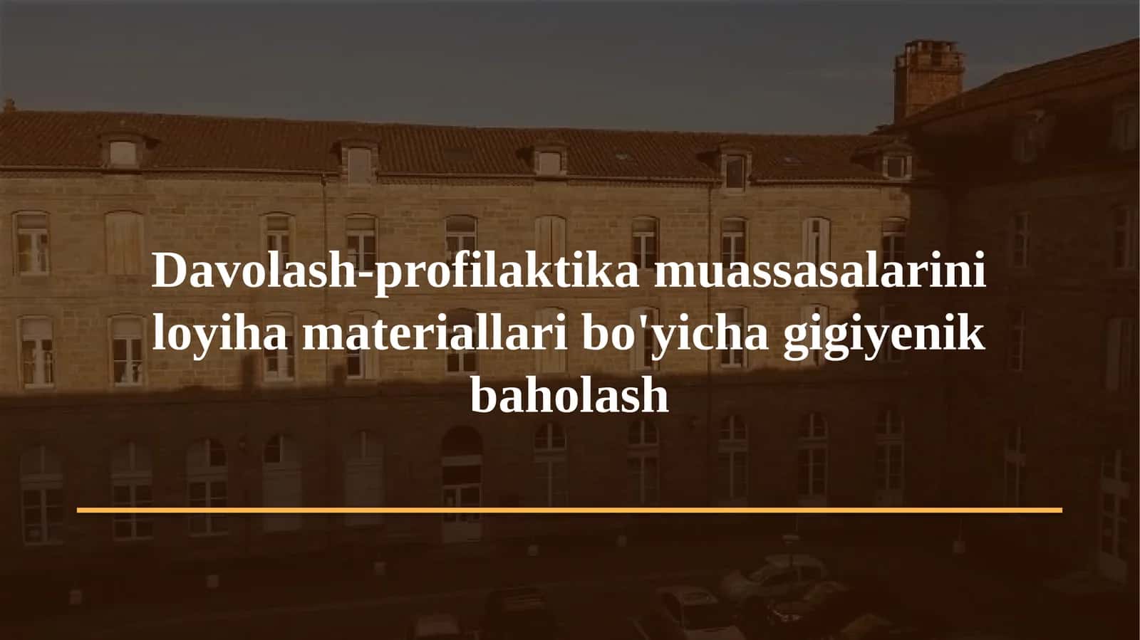 Gigiyena. Tibbiy ekologiya · Amaliy mashg'ulot № 10