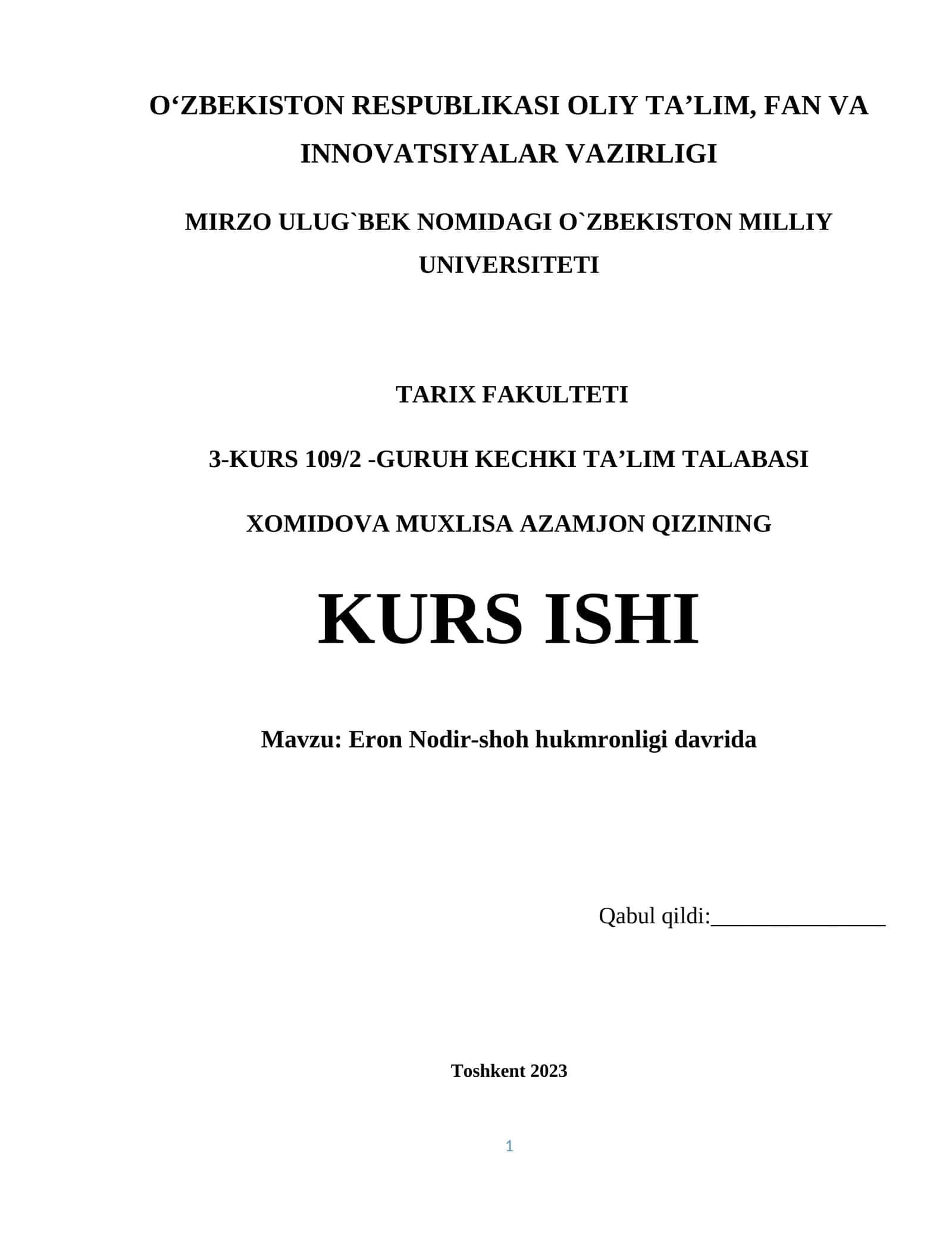 Eron Nodir-shoh hukmronligi davrida