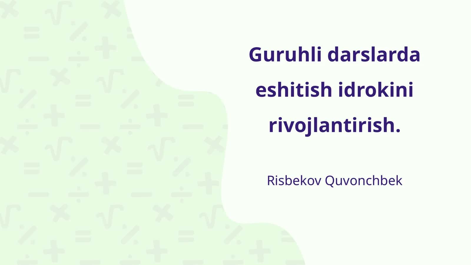 Guruhli darslarda eshitish idrokini rivojlantirish