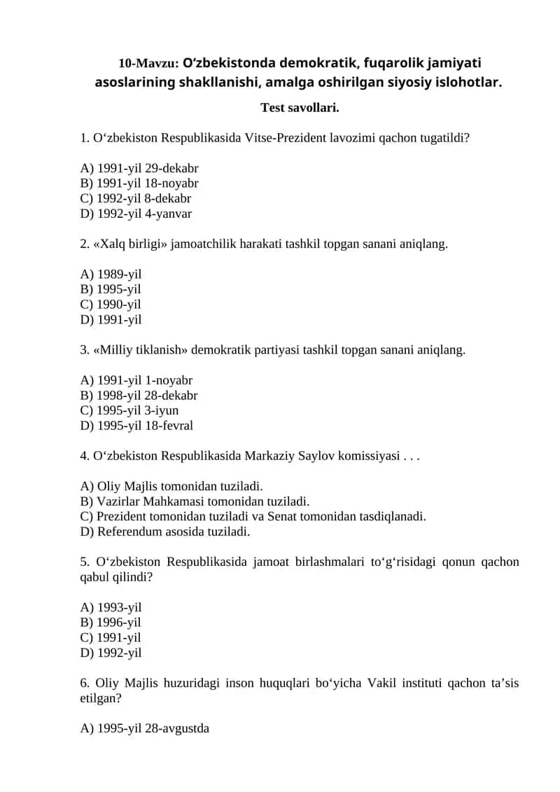 O'zbekistonda Demokratik Fuqarolik Jamiyati