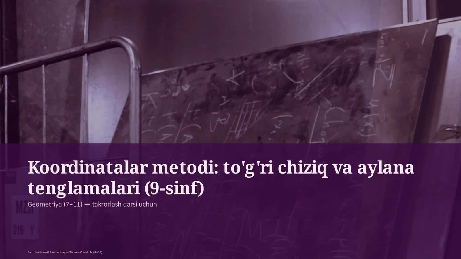 Koordinatalar metodi: to'g'ri chiziq va aylana tenglamalari (9-sinf)
