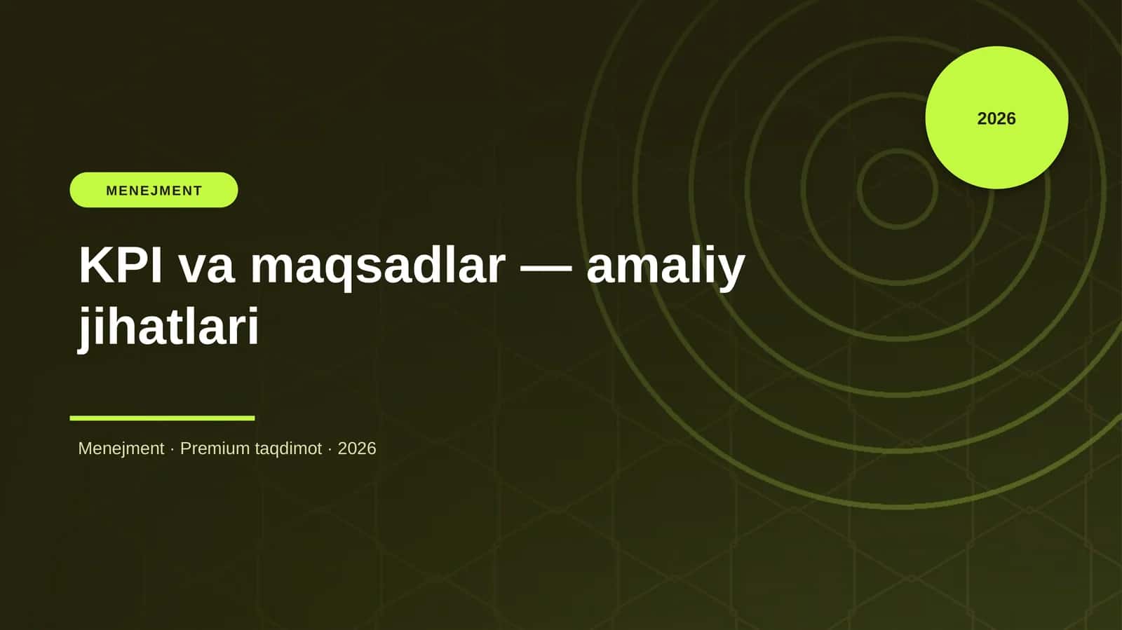 KPI va maqsadlar — amaliy jihatlari