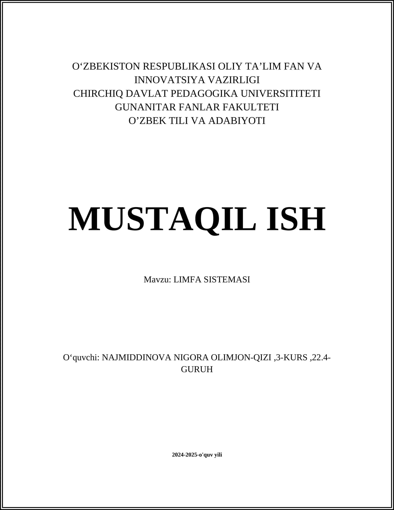 LIMFA SISTEMASI