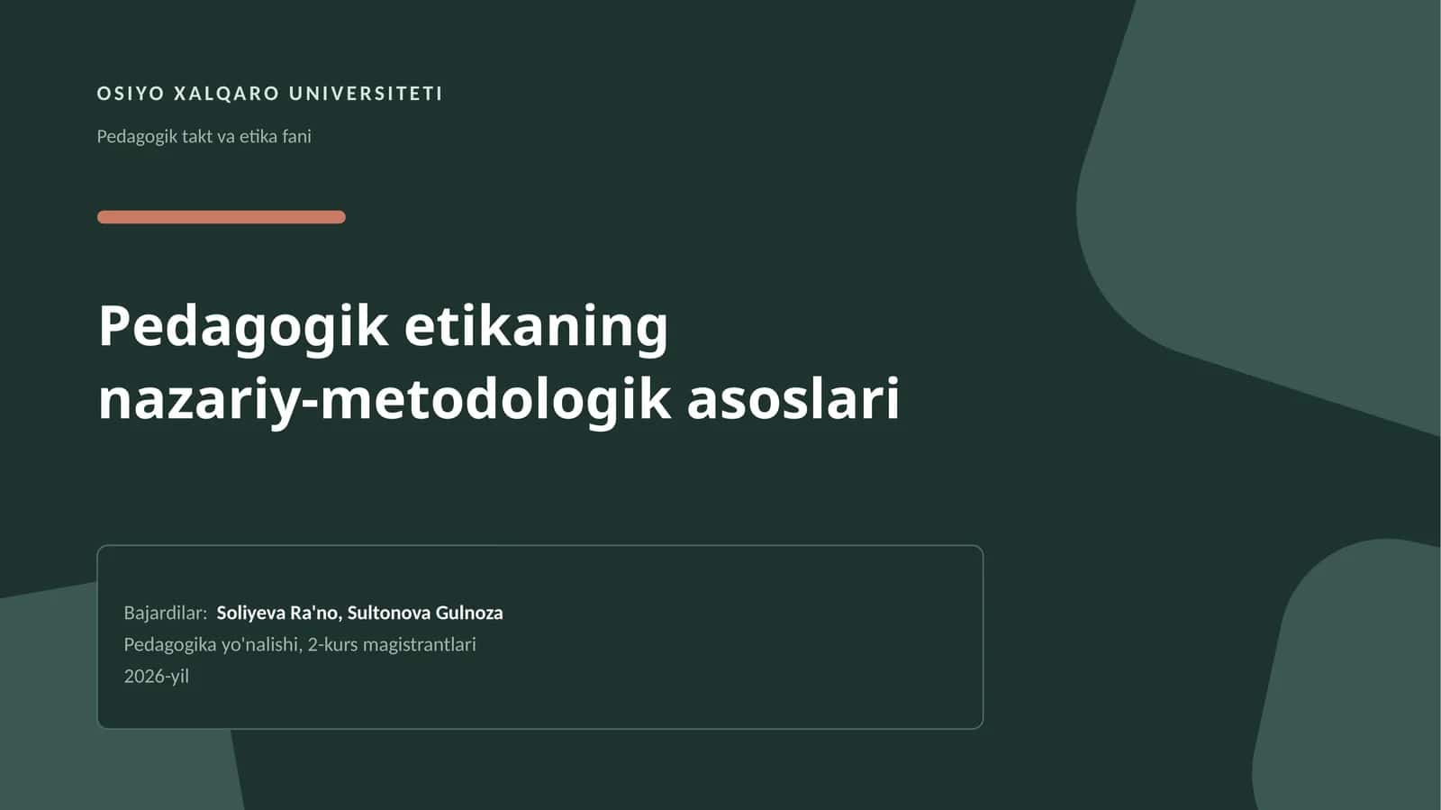 Pedagogik takt va etika fani