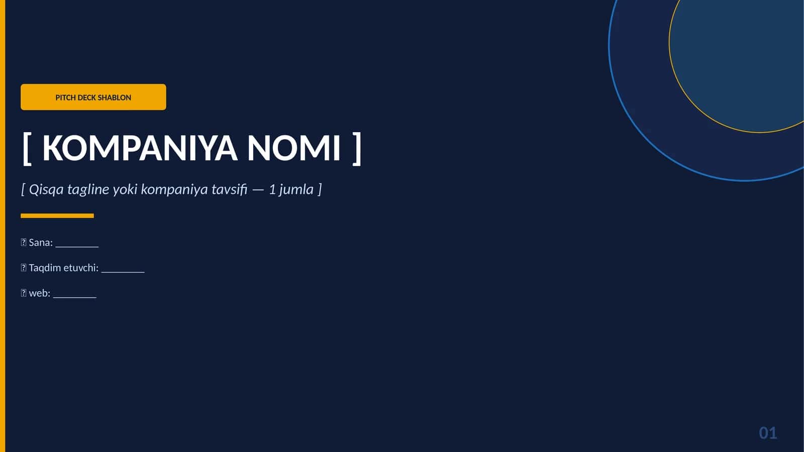 💼 Biznes Taqdimot Shabloni — Professional Pitch Deck (13 slayd )