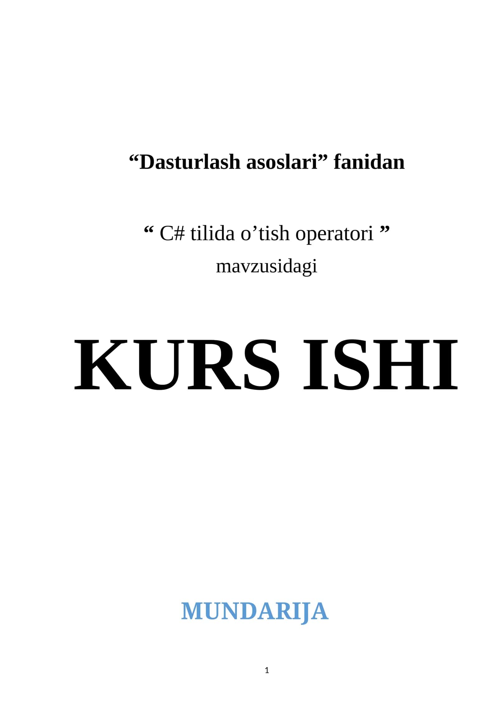 C# tilida o’tish operatori