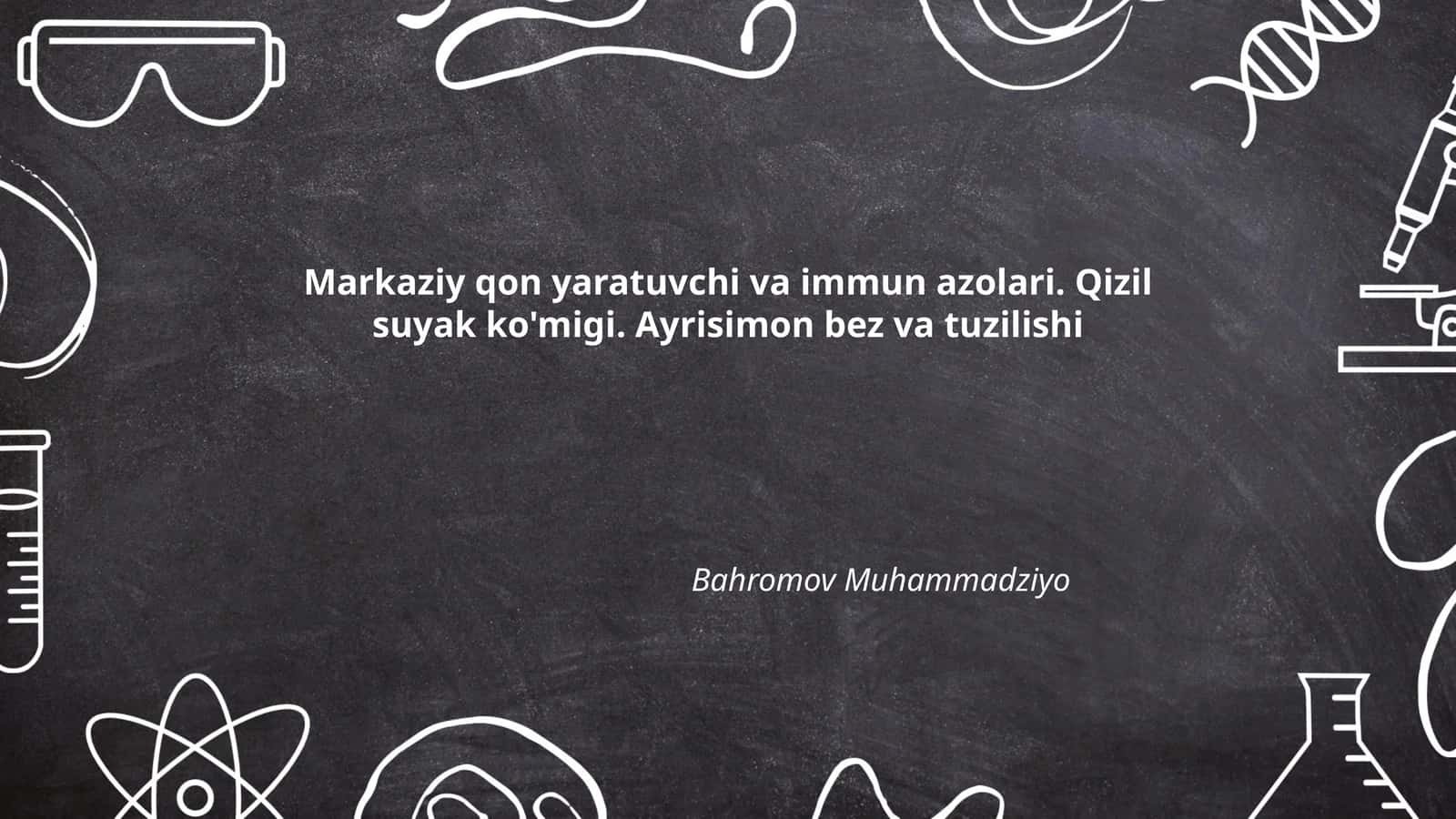 Qizil suyak ko'migi. Ayrisimon bez va tuzilishi