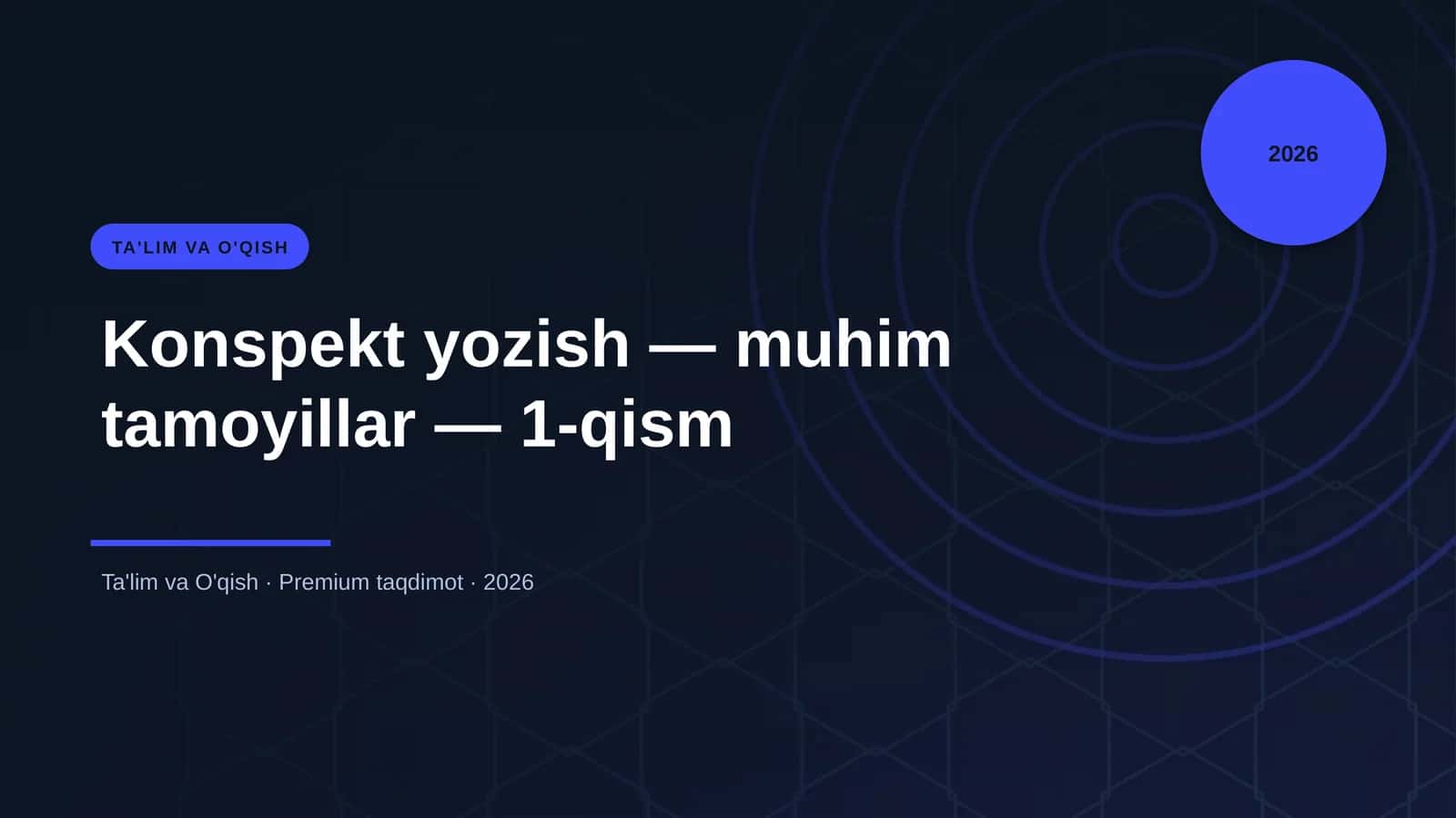 Konspekt yozish — muhim tamoyillar — 1-qism