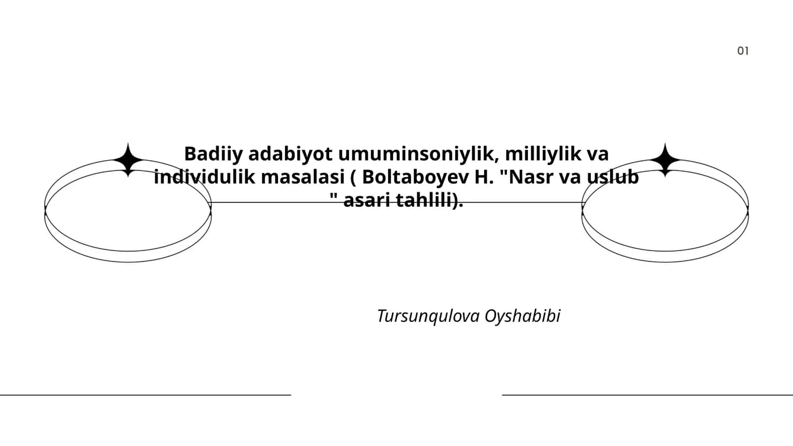 Badiiy adabiyot umuminsoniylik, milliylik va individulik masalasi ( Boltaboyev H. "Nasr va uslub " asari tahlili)