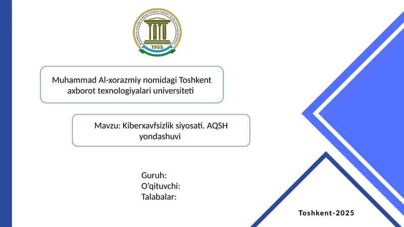 Kiberxavfsizlik siyosati. AQSH yondashuvi