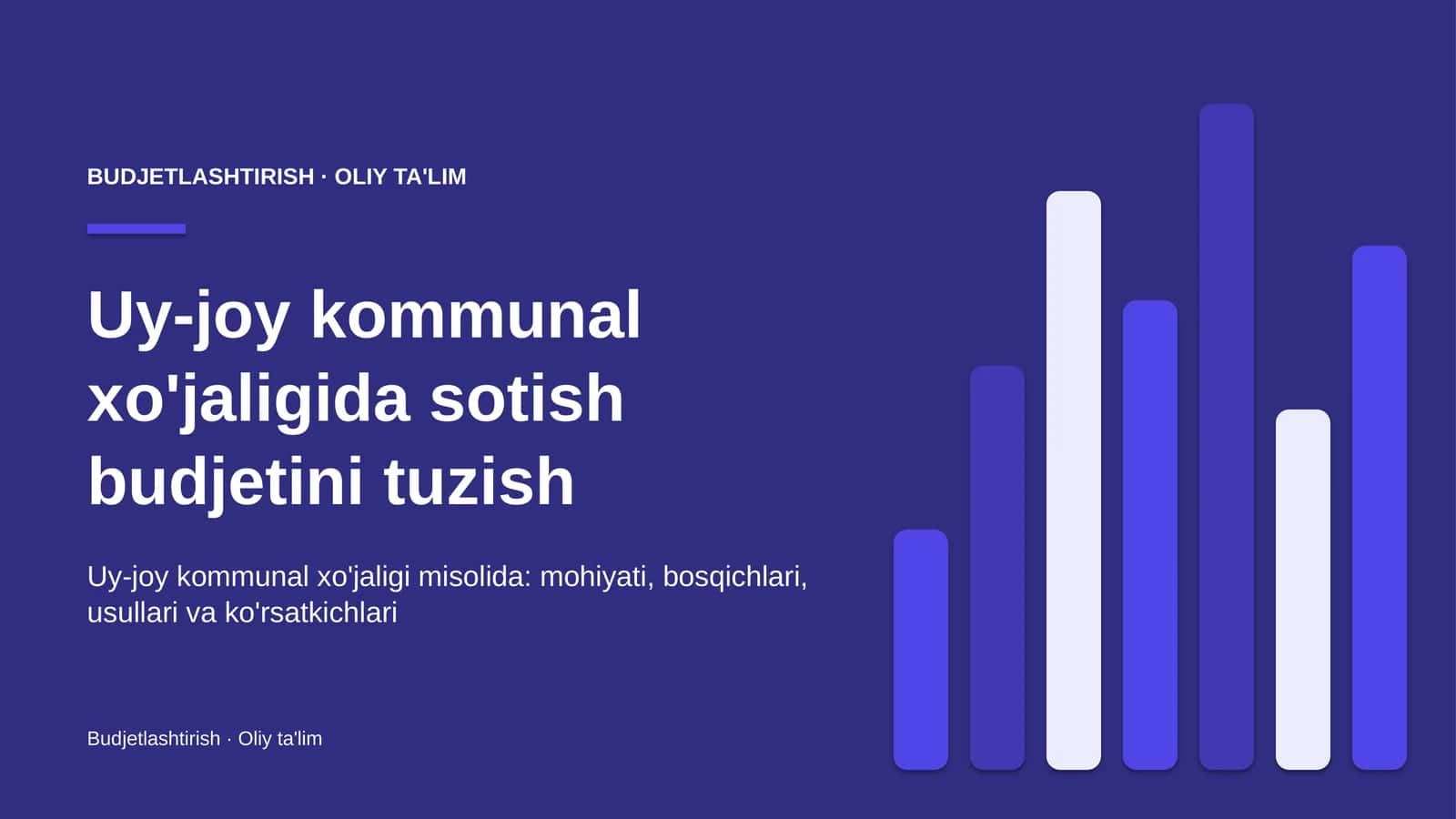 Uy-joy kommunal xo'jaligida sotish budjetini tuzish