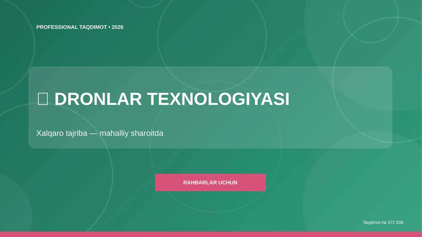 DRONLAR TEXNOLOGIYASI: Xalqaro tajriba — mahalliy sharoitda (RAHBARLAR UCHUN)