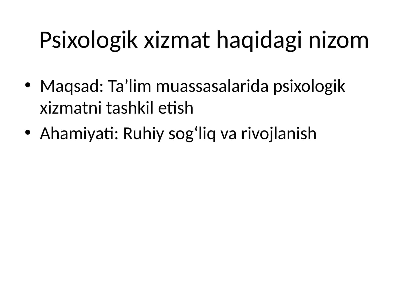 Psixologik xizmat haqidagi nizom