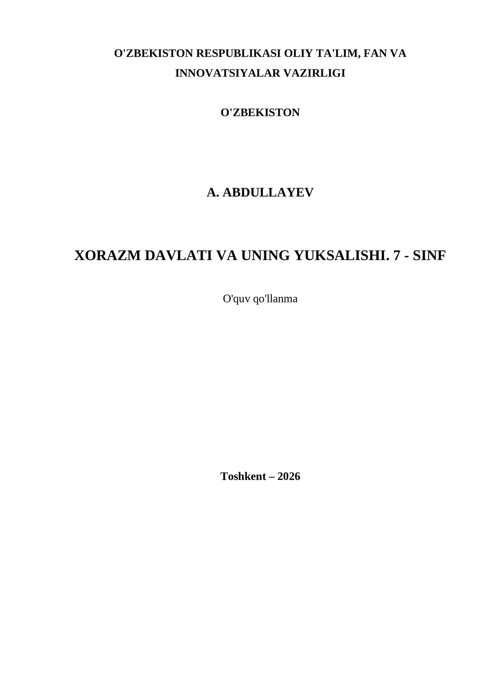 XORAZM DAVLATI VA UNING YUKSALISHI. 7 - SINF