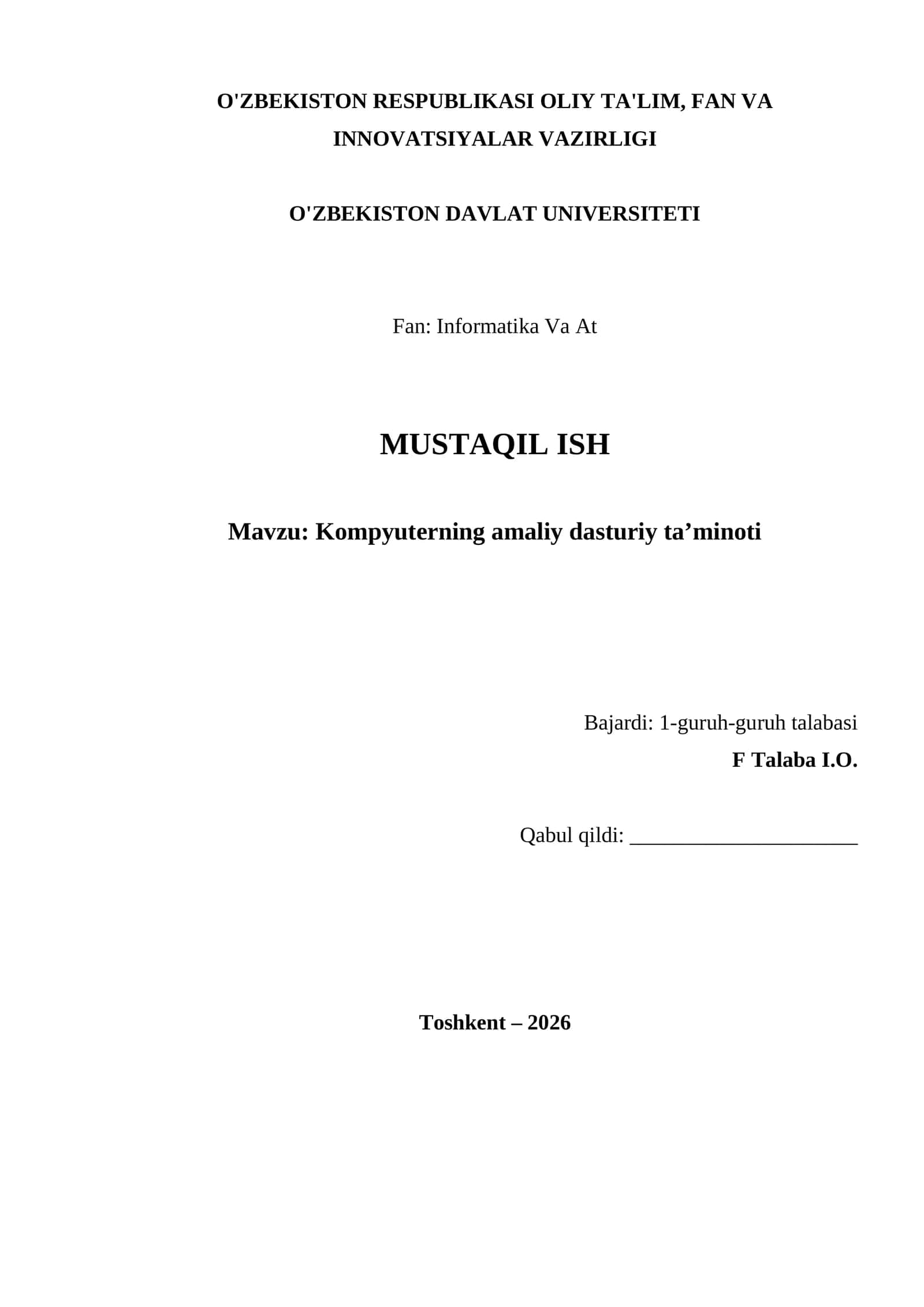 Kompyuterning amaliy dasturiy ta’minoti