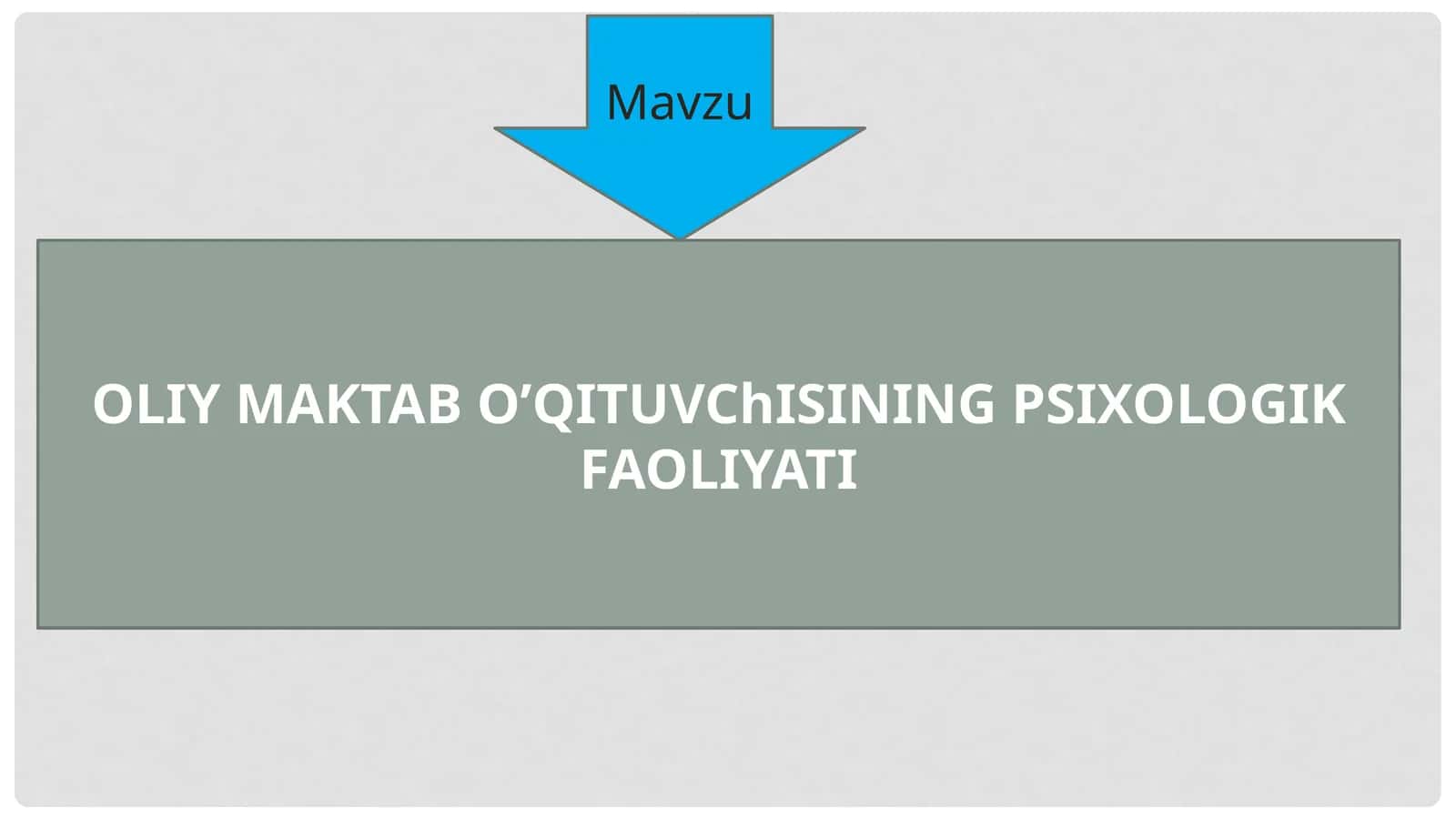 OLIY MAKTAB O’QITUVChISINING PSIXOLOGIK FAOLIYATI