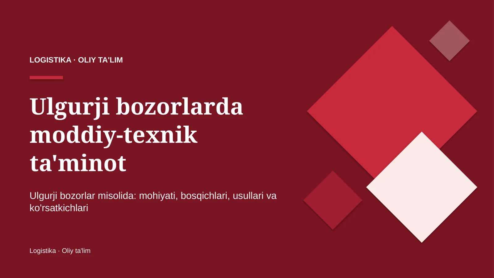 ulgurji bozorlarda moddiy texnik ta'minot 7975