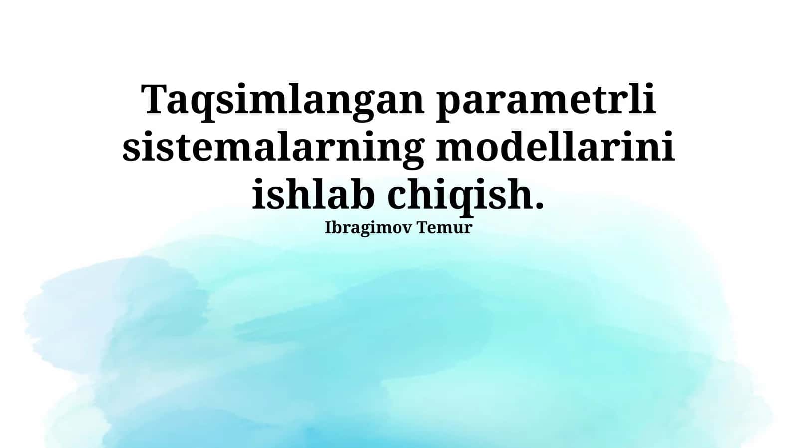 Tarqalgan Parametrli Sistemalar Modellarning Numerik Simulyatsiyasi