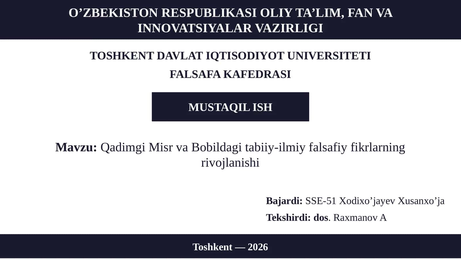 Qadimgi Misr va Bobildagi tabiiy-ilmiy falsafiy fikrlarning rivojlanishi