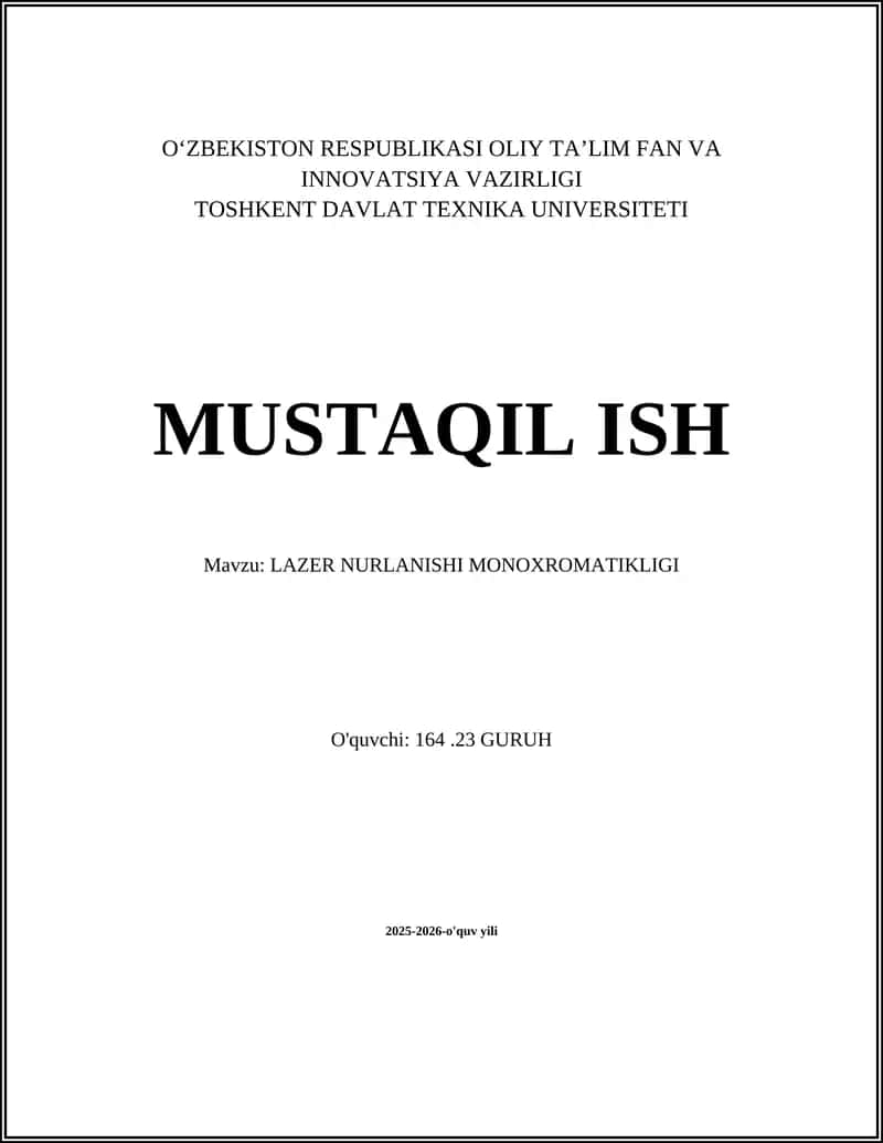 LAZER NURLANISHI MONOXROMATIKLIGI