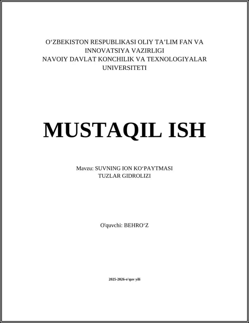 Suvning Ion Koʻpaytmasi (Kw)