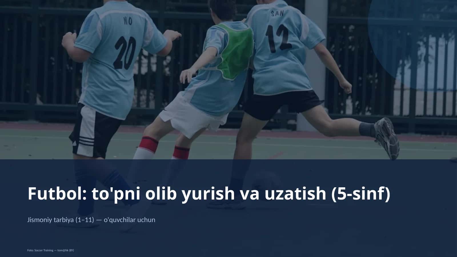 Futbol: to'pni olib yurish va uzatish (5-sinf)