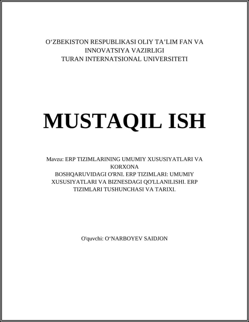 ERP Tizimlari