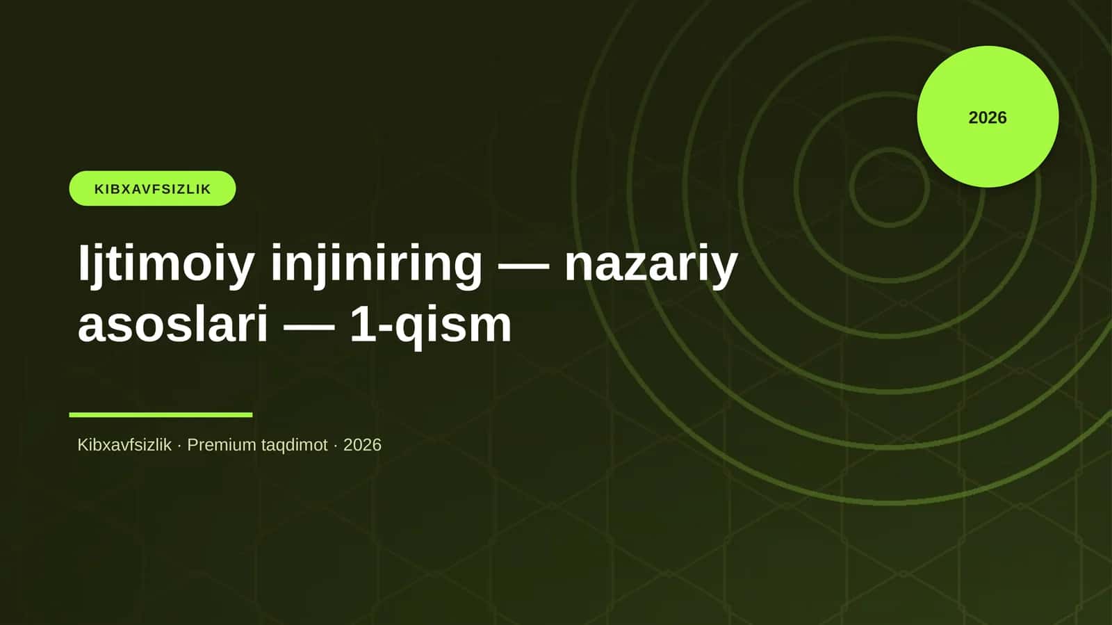 Ijtimoiy injiniring nazariy asoslari 1-qism