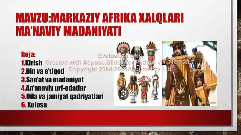 Markaziy Afrika xalqlari ma’naviy madaniyati