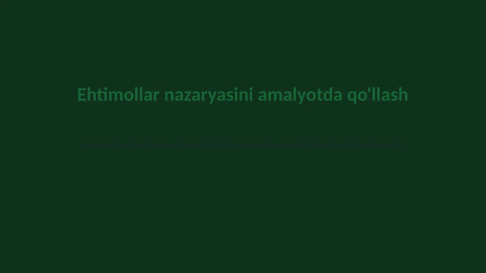 Ehtimollar nazariyasi