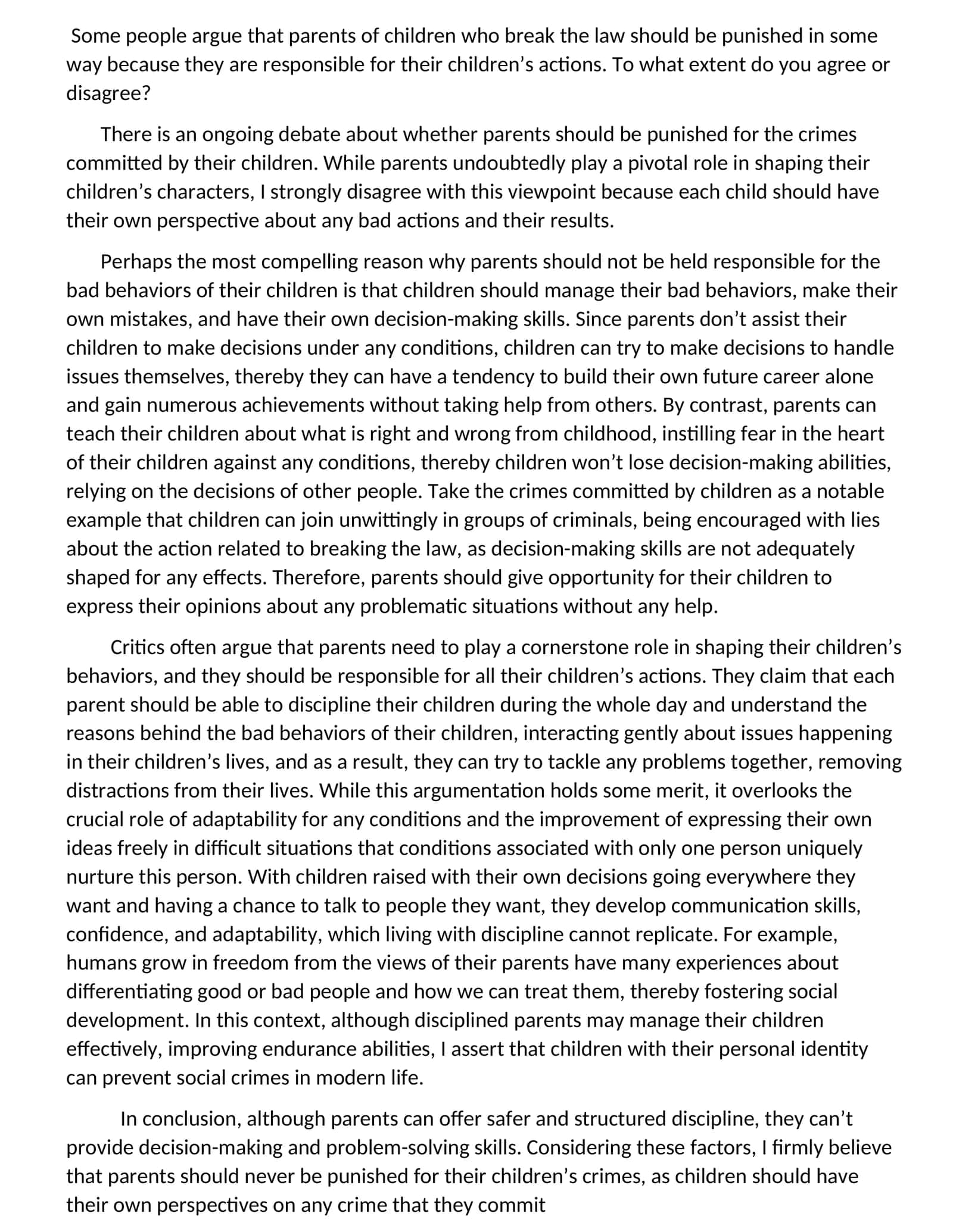 Parents' Responsibility for Children's Crimes