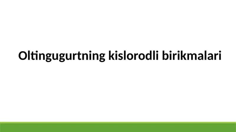 Oltingugurtni kislorodli birikmalari