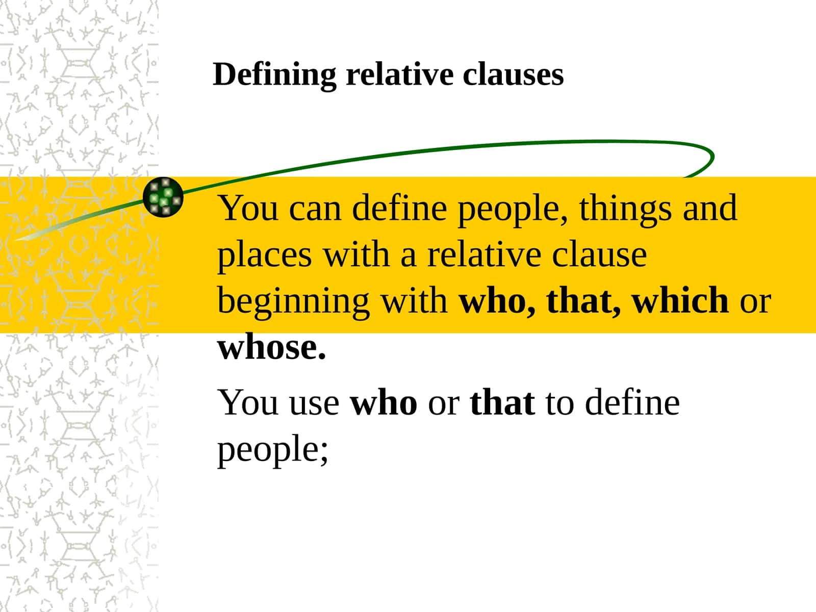 Defining relative clauses